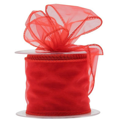  - Chiffon Ribbon 70mm X 20M 2 PackRed
