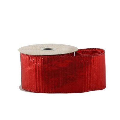 Kdmd Red Shiny Ribbed Ribbon Party Decoration - Red - Image 3