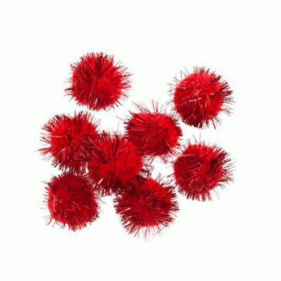 Kdmd Christmas Glitter Red Pom Poms - Red - Image 3