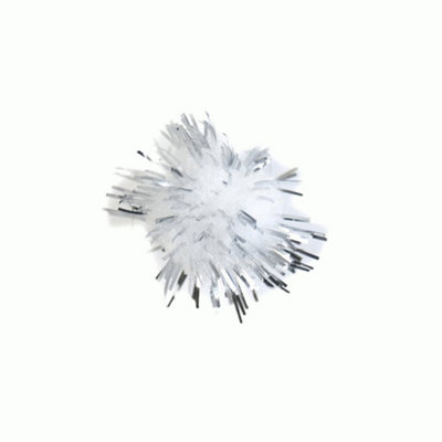 Kdmd Christmas Glitter Silver Pom Poms - Silver - Image 3