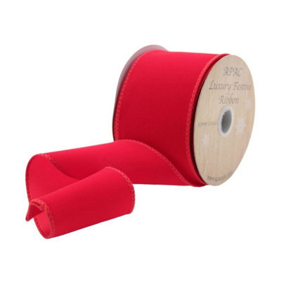 Kdmd Red Velvet Ribbon Non-Wired Ribbon - Red - Image 3
