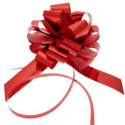  - Metallic Pull Bow 31mmRed Party Decoration