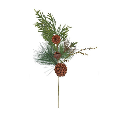 Kdmd Pine Cone And Bell Spray Green - Green - Image 3