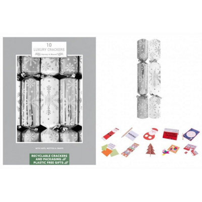 Kdmd 10 Luxury Silver Snowflake 14 Crackers - Silver - Image 3