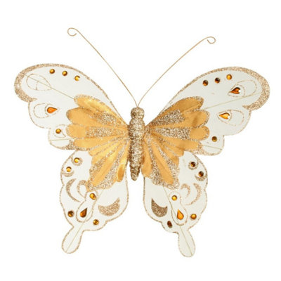 Kdmd Unisex Gold Fabric & Glitter Butterfly 6 Pack 24Cm - Image 3
