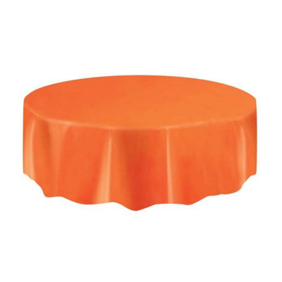 Kdmd Unisex Orange Round Plastic Table Cover 6 Pack - Image 2