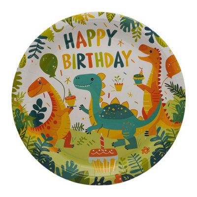 Kdmd Unisex Multicolor Dino Birthday Party Paper Plates 4 Pack - Image 2