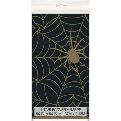 Kdmd Unisex Black & Gold Spider Web Plastic Tablecover 54 X 84 Inch 3 Pack - Image 2