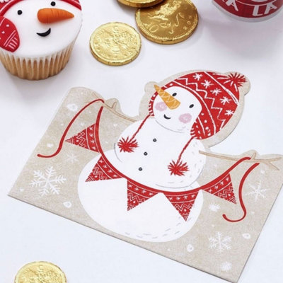 Kdmd Unisex White Shaped Christmas Snowman Napkins 2 Pack In - Image 2