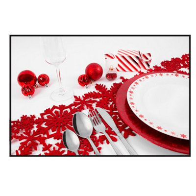 Kdmd Red Glitter Felt Table Runner Party Table Runners - Red - Image 3