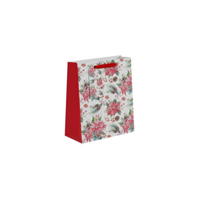 Kdmd Unisex Red Christmas & Poinsettia Gift Bag Medium 6 Pack In - Image 3