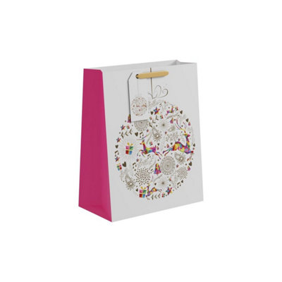 Kdmd Hanging Bauble Gift Bag Large 6 Pack Assorted Designs - White - Image 3