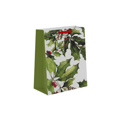 B&Q Holly Gift Bag Large 6 Pack - Green