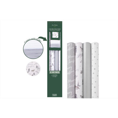  - 8M Deer Gift Wrap 4 PackSilver