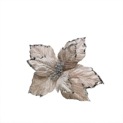 Kdmd Small Silver Poinsettia Pick 5 Pack - Gold - Image 3