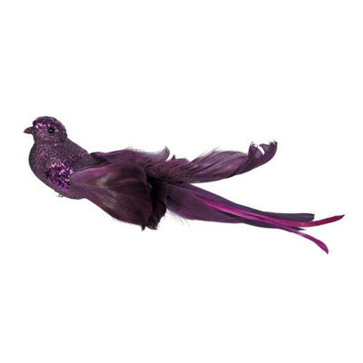 Kdmd Unisex Purple Glitter Bird With Clip 23Cm 4 Pack - Image 3