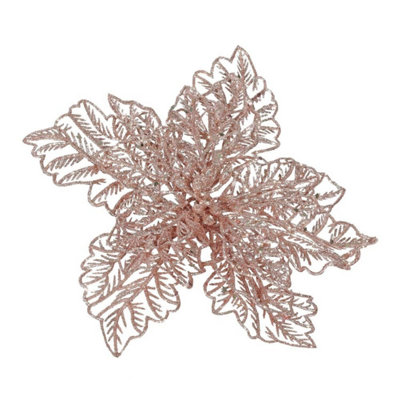 Kdmd Glitter Pink Poinsettia With Clip 3 Pack - Pink - Image 3