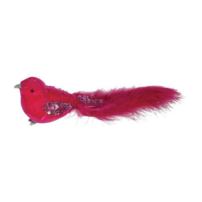 Kdmd Unisex Pink Hot Velvet Bird With Glitter & Clip 20Cm 3 Pack - Image 3