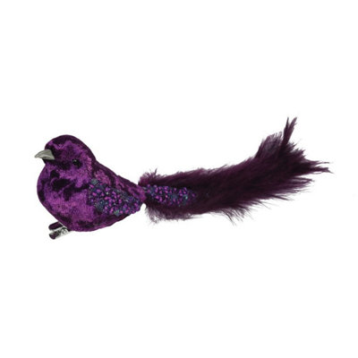 Kdmd Unisex Purple Velvet Bird With Glitter & Clip 20Cm 3 Pack - Image 3