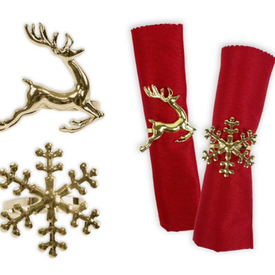 Kdmd Unisex Gold Christmas Napkin Rings 3 Pack - Image 3