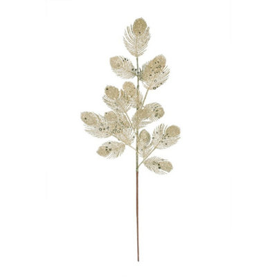 Kdmd Unisex Gold Glitter Feather Spray H70cm 2 Pack - Image 3