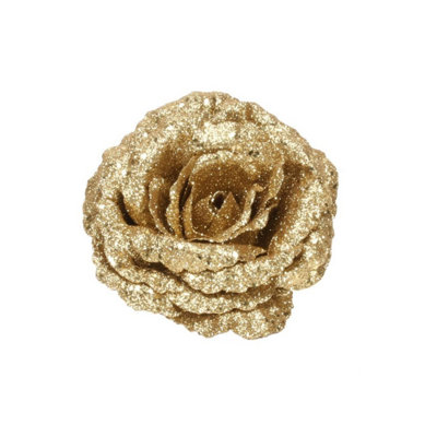 Kdmd Gold Glitter Rose With Clip 2 Pack - Gold - Image 3