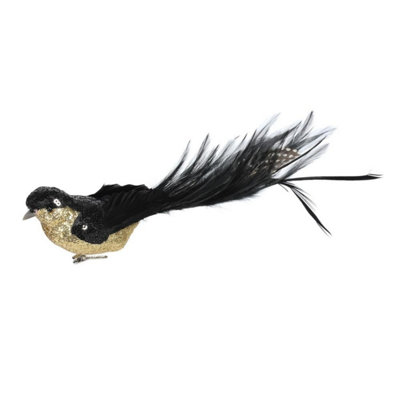 Kdmd Unisex Black & Gold Sequin & Glitter Bird With Clip 29Cm 2 Pack - Image 3