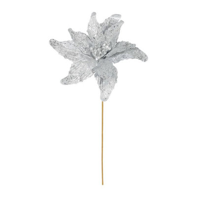 Kdmd Unisex Silver Glitter Poinsettia Stem 67Cm 2 Pack - Image 3