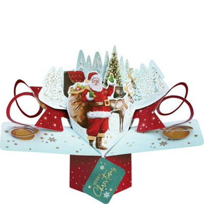 Kdmd Father Christmas & Sleigh Card Pop Up Card - Multi - Image 3