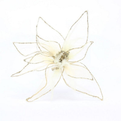 Kdmd Gold Poinsettia Organza With Clip - Gold - Image 3