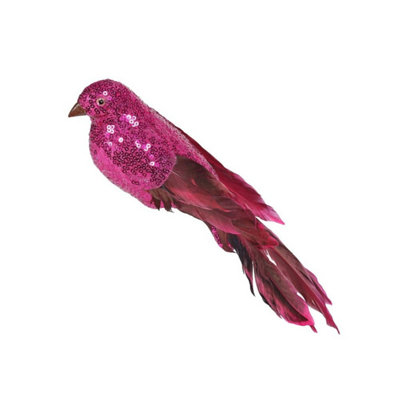 Kdmd Unisex Pink Hot Sequin & Feather Bird 30Cm - Image 3