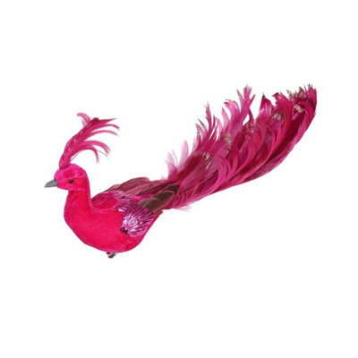 Kdmd Hot Pink Velvet Peacock Christmas Ornament - Pink - Image 3