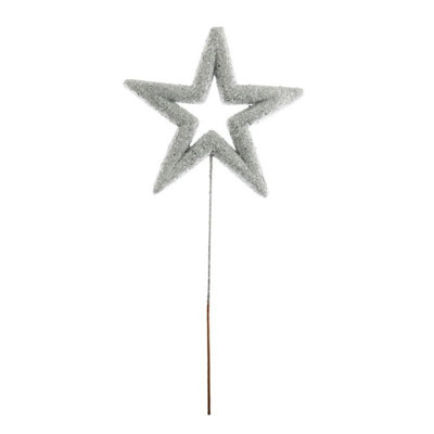 Kdmd Silver Glitter Star On Stem Spray - Silver - Image 3