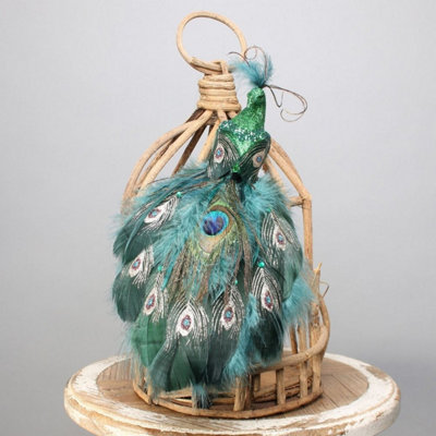 Kdmd Green Peacock With Clip Christmas Ornament - Green - Image 3