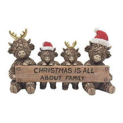Kdmd Christmas Highland Cows With Sign Ornament - Brown - Image 3