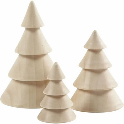Kdmd Unisex Cream Wooden Christmas Trees Set Of 3 In - Image 3