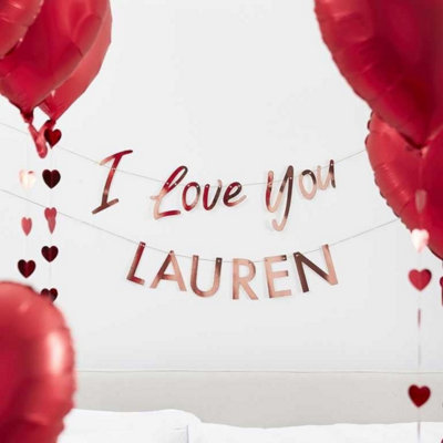  - Customisable I Love You BuntingRed