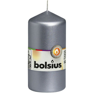 Kdmd Pack Of 2 Bolsius Pillar Candles - Silver - Image 3