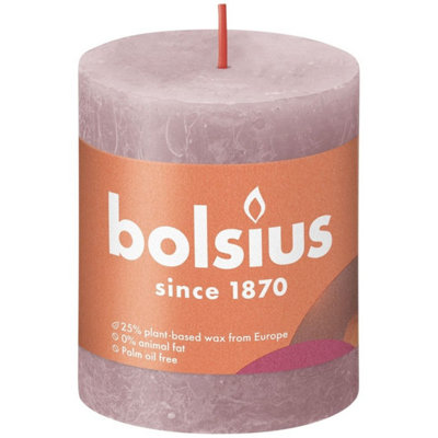 Kdmd Pack Of 2 Ash Rose Bolsius Rustic Shine Pillar Candles - Dusty Pink - Image 3