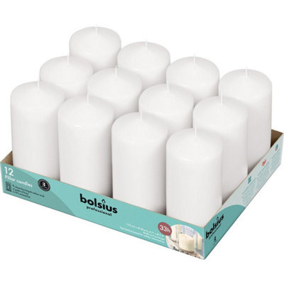 Kdmd Small 12 Bolsius Professional Pillar Candles - White - Image 3