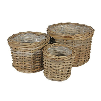 Kdmd Unisex Brown Round Baskets With Liners Set Of 3 In - Image 2