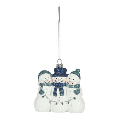 Kdmd Unisex White & Blue Snowman With String Lights 9.5Cm 2 Pack - Image 2
