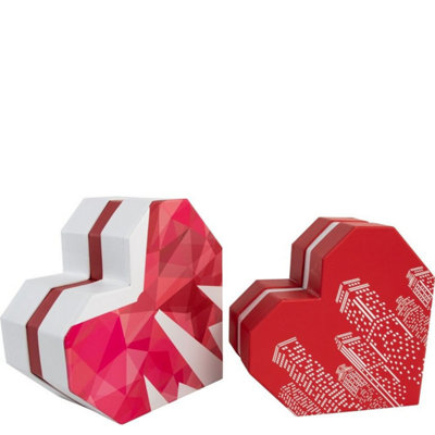 B&Q Heart Shape Boxes Set Of 2 - Red Hat Box