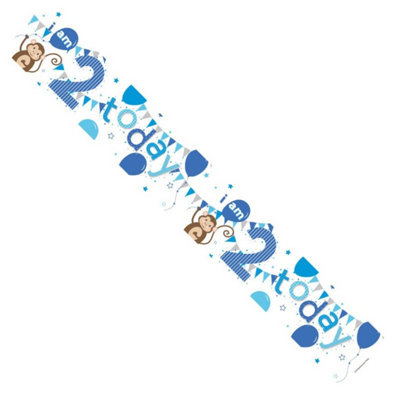  - Happy 2Nd Birthday Monkey Banner Multi Coloured Pack Of 12