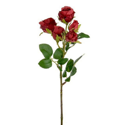 B&Q Red Frosted Rose Spray Small Floral Pack Of 6