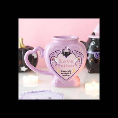 B&Q Pastel Love Potion Shaped Ceramic Mug Novelty Valentine's Gift