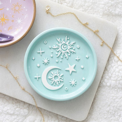 Kdmd Unisex Blue Moon & Sun Trinket Dish - Pastel Celestial Dish - Image 2