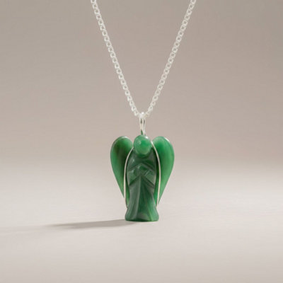  - Green Aventurine Guardian Angel Pendant Carved Gemstone Spiritual Jewellery