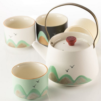 Kdmd Unisex Multicolor Thousand Miles Ceramic Tea Set - Teapot, Cups & Tray Size 4 - Image 2