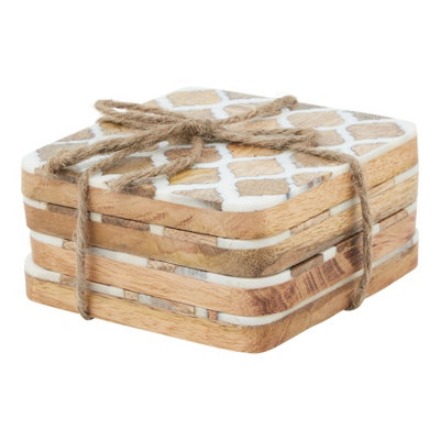 Hill Interiors Unisex Natural Wood Coaster Set (Pack Of 4) In - Image 6